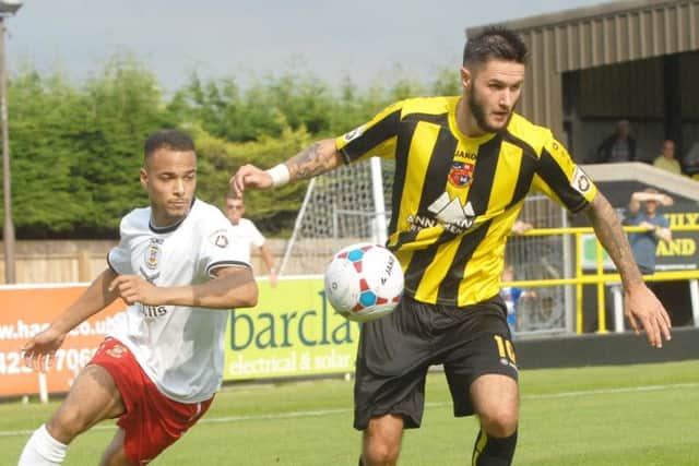 Harrogate Town's Dominic Knowles scored a well-taken second goal of the afternoon (1508224AM2)