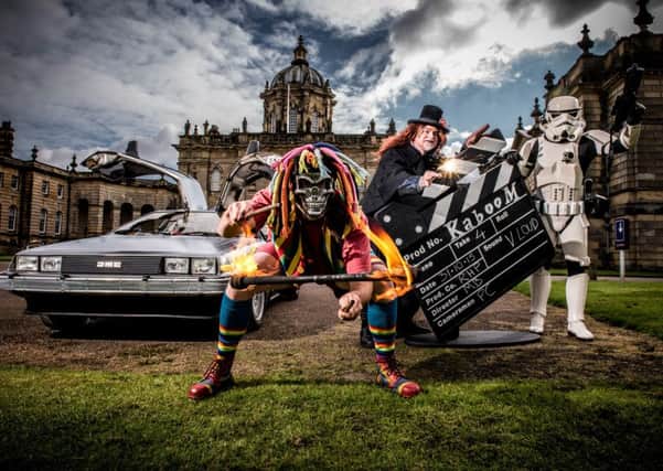 Film characters at the launch of Kaboom Halowe'en spectacular at Castle Howard