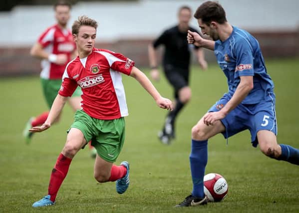 Rob Worrall has spent the last month on loan at Harrogate Railway, scoring one goal (Photo: Caught Light Photography)