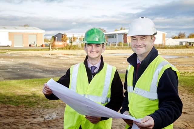 Wharfedale Property Management Ltd director Tim Munns (left) and Richard Hampshire, director of employers agent LHL Group Ltd, on site at Thorp Arch Estate.