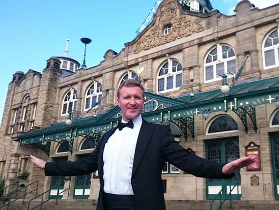 James outside the Royal Hall ready for the Danceathon