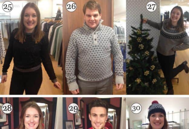 Up-market: Three classy jumpers from Harrogate store Hoopers, top, (25-27), with expensive options from Jack Wills (28-29) and Broca (30) below.