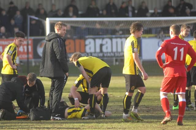 Sickener: Gascoigne broke his leg last year against Chorley