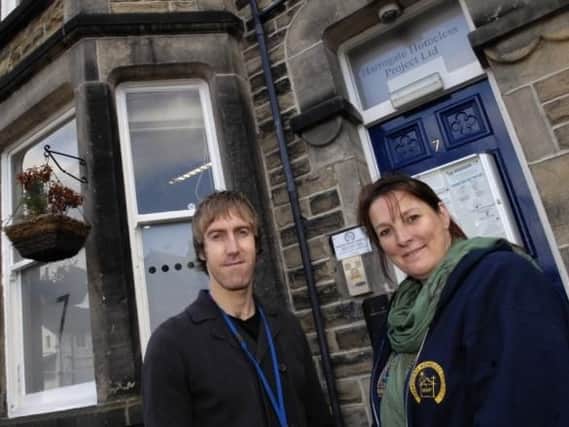 Pictured at Harrogate Homeless Project are NSNO Project Leader Andy Kirk and HHP Project Manager Liz Hancock.