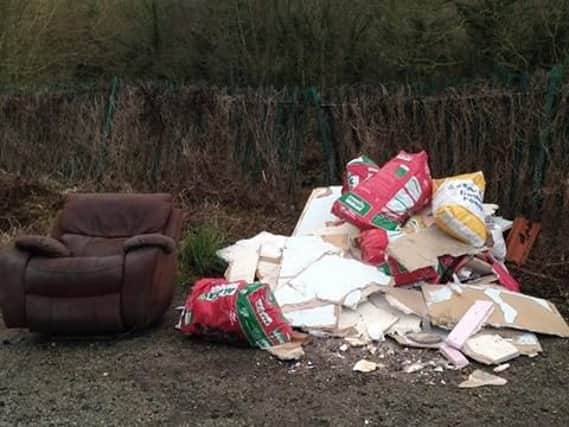 Furniture and plasterboard fly-tipped at Nidd Gorge on January 12 - picture by Rowen Hardcastle