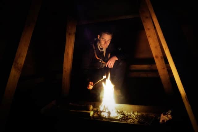 North York Moors forest ranger Gareth Doherty with a night-vision camera and roasting marshmallows.