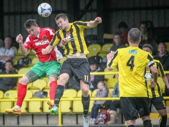 Harrogate Town's Louie Swain was sent off in the second half