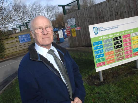 County Coun Bill Hoult outside the Wetherby Road recycling centre. Picture: Adrian Murray. (1602092AM1)