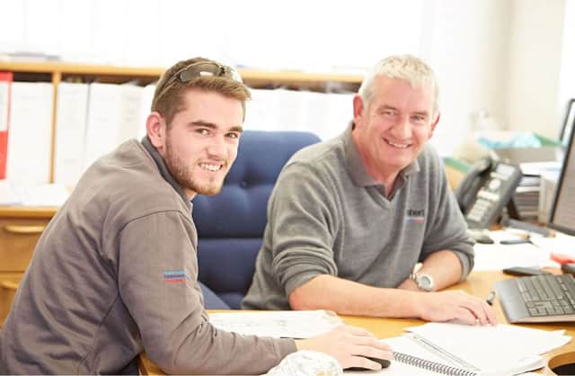 First-year Lambert apprentice Ben Newby under the mentorship of technical director Paul Newby. (S)