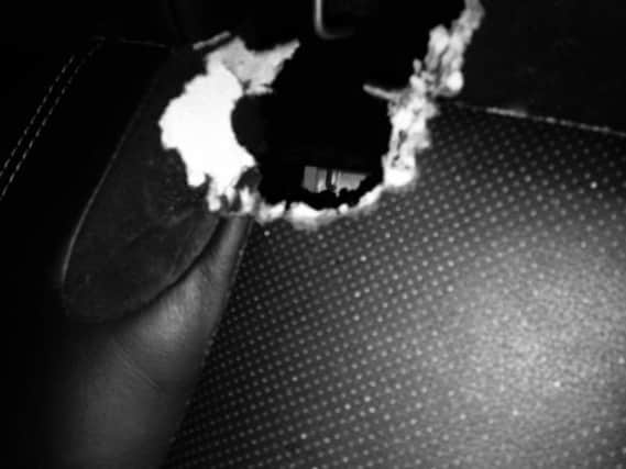 The hole in the Range Rover's back seat created by the rat. (Picture by David Ellis of Harrogates Active Pest Solutions)