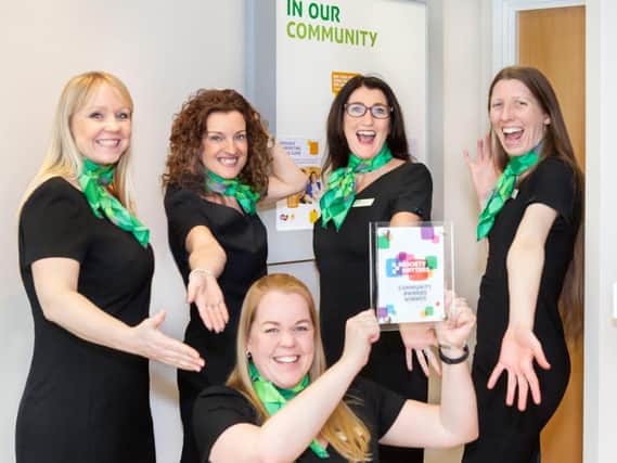 Staff at the Knaresborough branch of Yorkshire Building Society with their award.