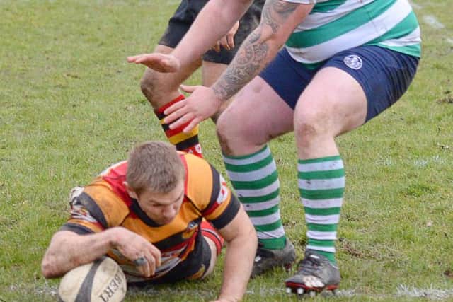 Sam Bottomley touches down against South Leicester (Photo: Richard Bown)