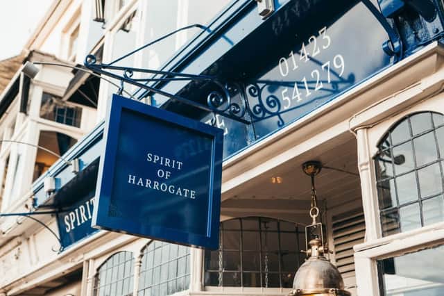 The sign above the door of Spirit of Harrogate, Slingsby Gin's shop on Montpellier Parade in Harrogate. Photo: Tom Joy Photography