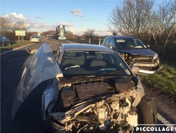 Aftermath of car crash at Flaxby - image supplied by David Minto (s)