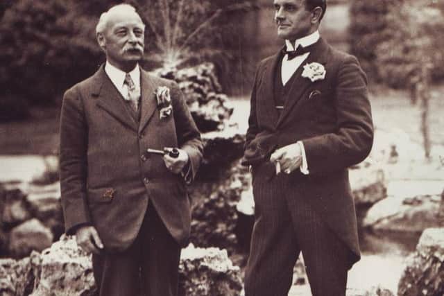 Writer Sir Arthur Conan Doyle, left, with the general manager of the Royal Baths, Fred Broome in Harrogate in 1917. (Picture courtesy of Walker-Neesam Archive)