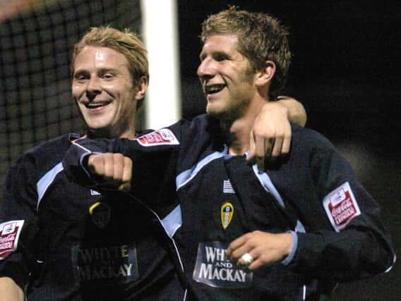 Richard Cresswell, right, playing for Leeds United