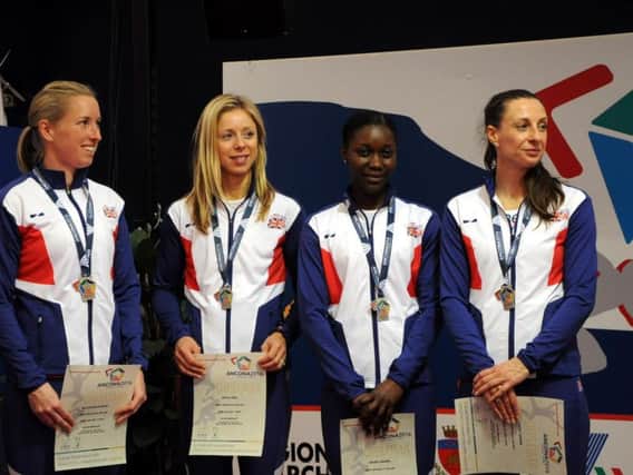 Naana Adusei, third from right, with her Great British teammates