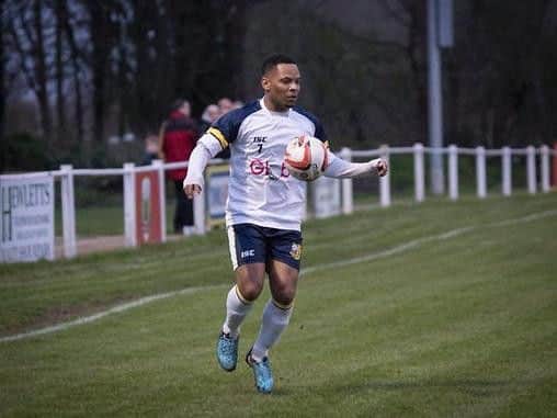 Seb Carole made a lively debut for Tadcaster Albion before pulling up with a hamstring injury in the second half (Photo; Ian Parker)