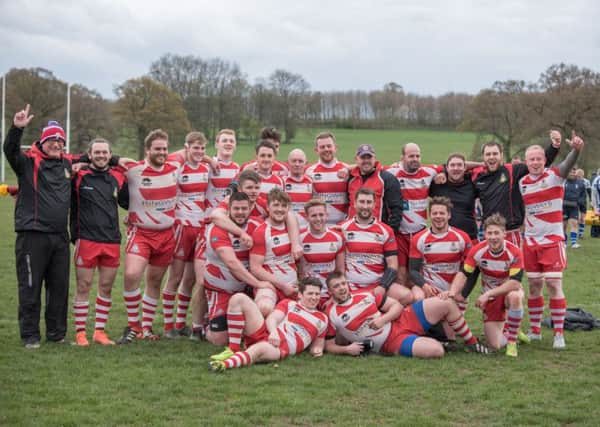 The Wetherby RUFC team celebrate after beating Stocksbridge (Photo: Guy Roberts)