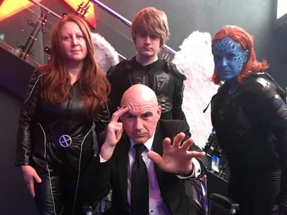 X-Men: Apocalypse fun at Cineworld Sheffield with The Superheros cosplay fans, front centre, Paul Brady, back row left to right, Trish Brady, Warren Brady and Nicola Styles.