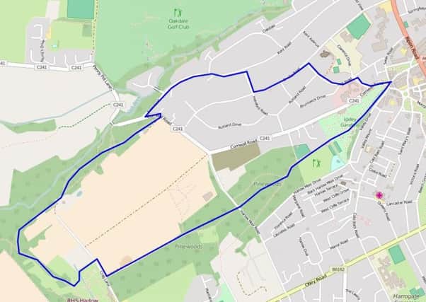 The route around the parklands and woods in Harrogate.