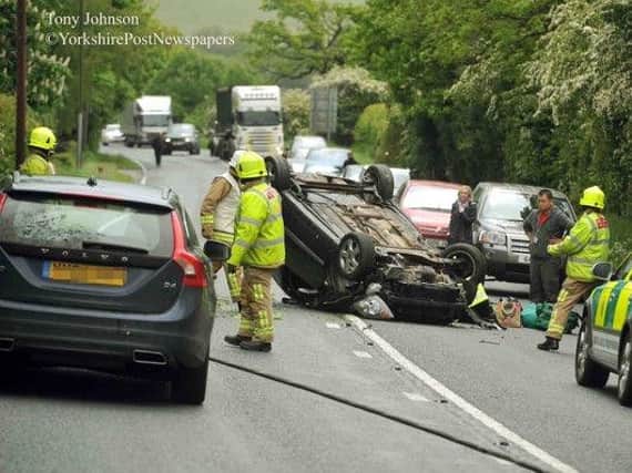 Crash on A61 - picture by Tony Johnson