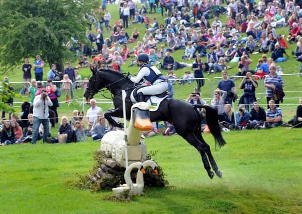Date:11th June 2015. Picture James Hardisty, (JH1008/94k) Bramham International Horse Trials. Pictured Nicola Wilson, on Annie Clover, taking part in the Cross Country CIC*** event.