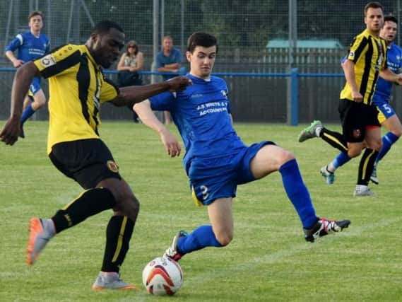 Chib Chilaka, who has recently returned to Harrogate Townm settled the tie (Photo: Craig Hurle)