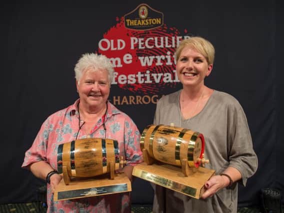 Authors Val McDermid and Clare Mackintosh in Harrogate.