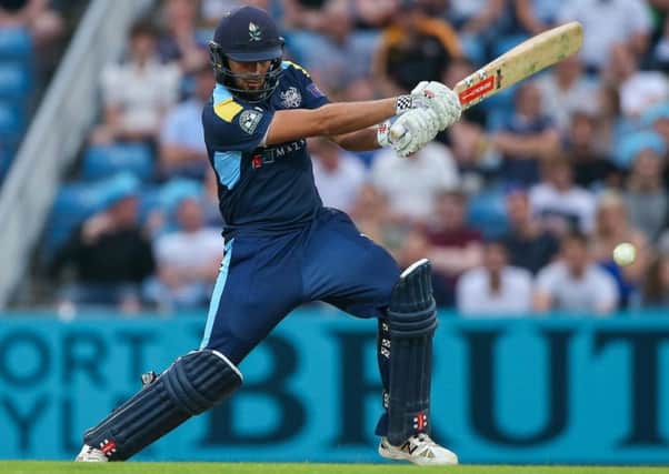 Jack Leaning produced some meaty blows in his 64 that helped Yorkshire to victory over Northants and into the T20 quarter-finals.