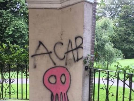 An example of the ugly graffiti that has appeared in the Valley Gardens.