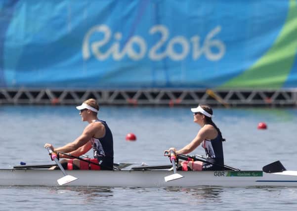 Northallerton's Laurence Whiteley and his partner Lauren Rowles before winning gold in the TA Mixed Double Sculls at Rio