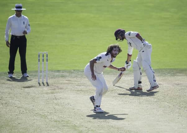 Yorkshire's Ryan Sidebottom fields the ball against Somerset at Headingley earlier this week. Picture by Allan McKenzie/SWpix.com
