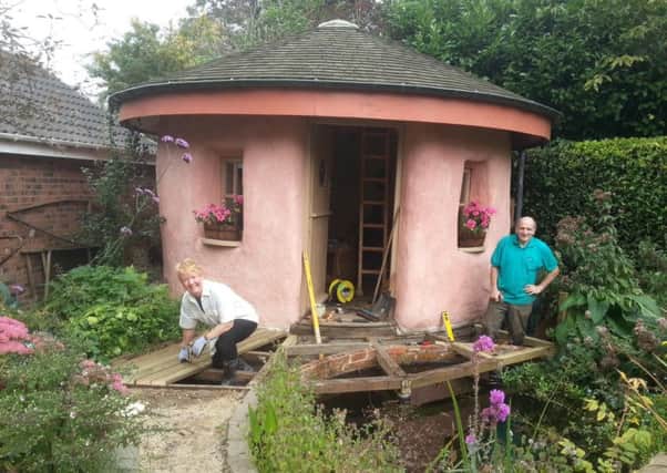 Sue and Richard Nicol of Wrenthorpe., building their garden room designed by Straw Works.