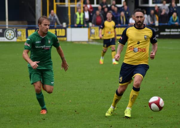Jono Greening in action for Tadcaster Albion against Burscough. Picture: Matthew Appleby