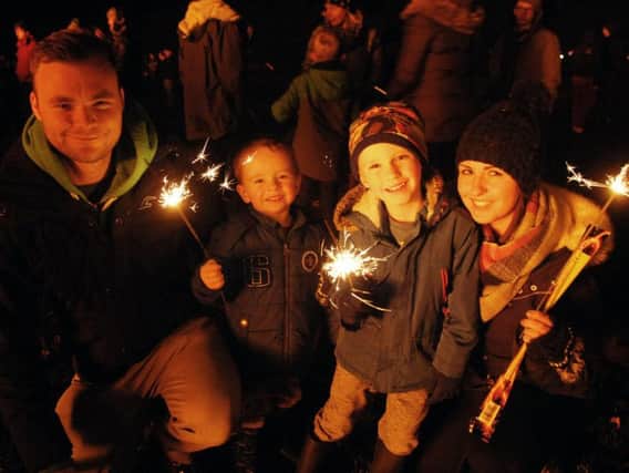 The Leighton family enjoying this year's bonfire on The Stray in Harrogate. (16110504AM10)