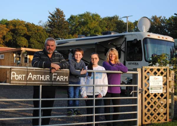 Graham and Vicki Bonney and family of Port Arthur Farm Certificated Location (CL) near Knaresborough, which has been awarded second place in The Caravan Clubs Certificated Location of the Year Awards 2016.