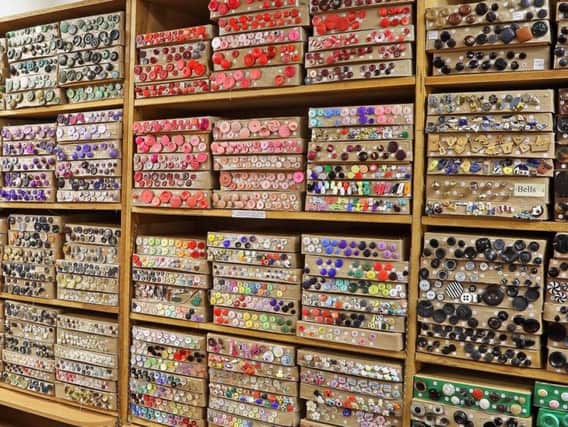 Some of the thousands of buttons inside Duttons for Buttons shops in Harrogate.