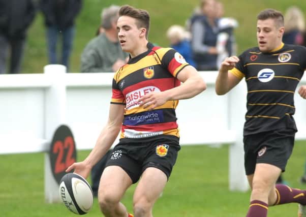 Harry Barnard scored Harrogate RUFC's only touchdown in their defeat to high-flying Caldy