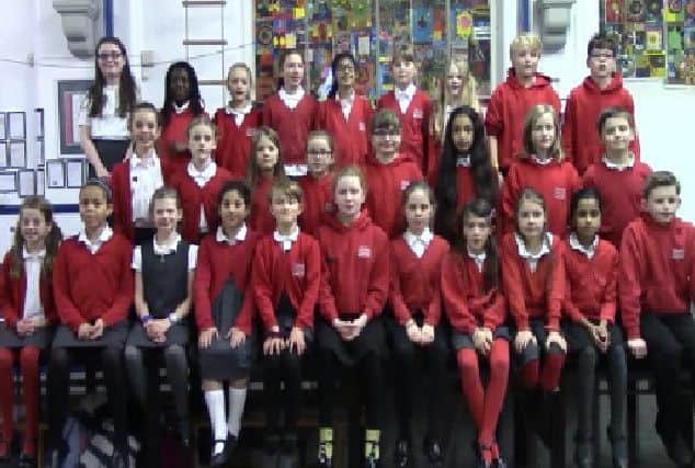 Pupils at Western Primary School, Harrogate perform their Song for Christmas