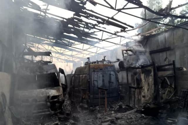 One of the barn interiors following the fire - credit North Yorkshire Fire and Rescue Service