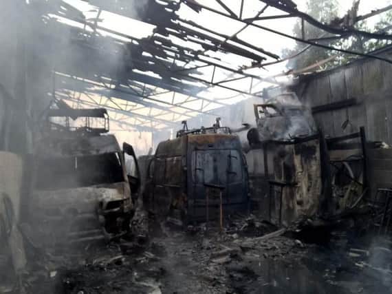 One of the barn interiors following the fire - credit North Yorkshire Fire and Rescue Service