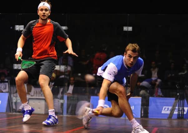 James Willstrop, left, lost to Nick Matthew, right, in the final of the British Squash Grand Prix