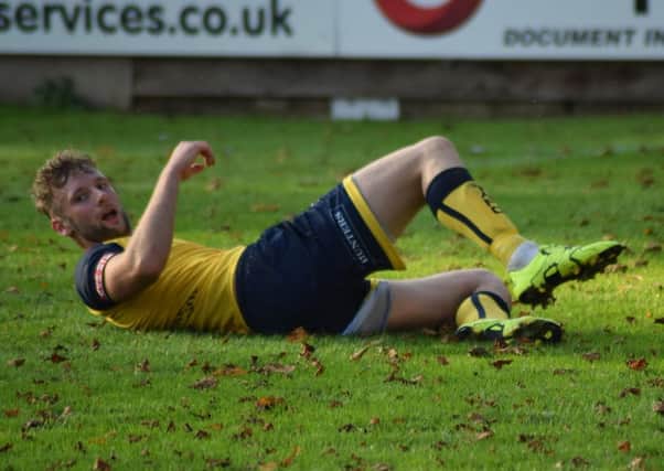 Tom Corner was on target for Tadcaster Albion but the Brewers lost out at home to Lancaster City. Picture: Matthew Appleby