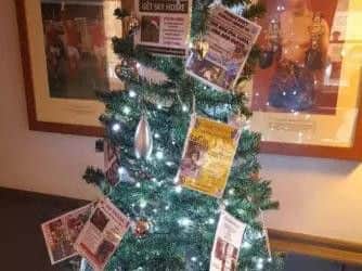 The Christmas tree at the Navigation Inn, Ripon, contains baubles appealing for the return of 38 dogs missing from households across the country (s).