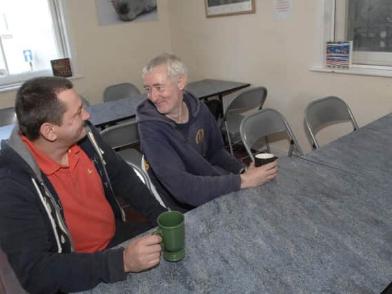 Marcin Skorski with volunteer Derek Allen at  Springboard day centre