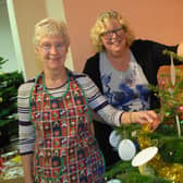 NAWN 1612112AM Boston Spa Methodist Church Christmas Trees. Sheila Humphreys and Sue Jakeman.(1612112AM)