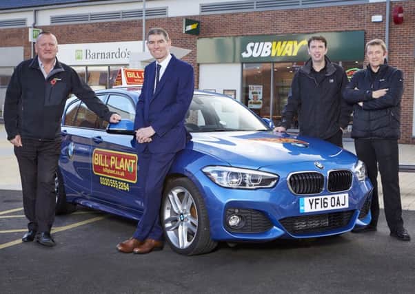 Ripon-based driving school entrepreneur Bill Plant with BEF investment manager David Winspear and Catterick Garrison Subway franchisees Roy Thomson and Philip Carter.