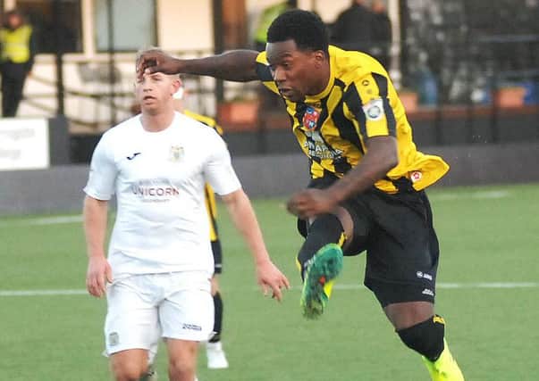 JP Pittman had Harrogate Town's best chances in their New Year's Day draw at Stockport. Picture: Adrian Murray