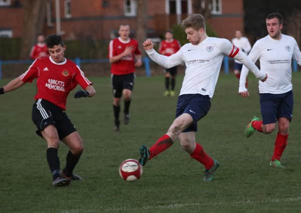 Ben Cohen was on target for Knaresborough Town as they won 3-2 at Yorkshire Amateur. Picture: Craig Dinsdale